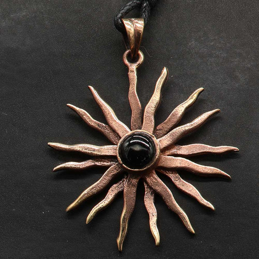 Sonne Kette Schmuck aus Bronze ausgefallenener Kettenanhänger
