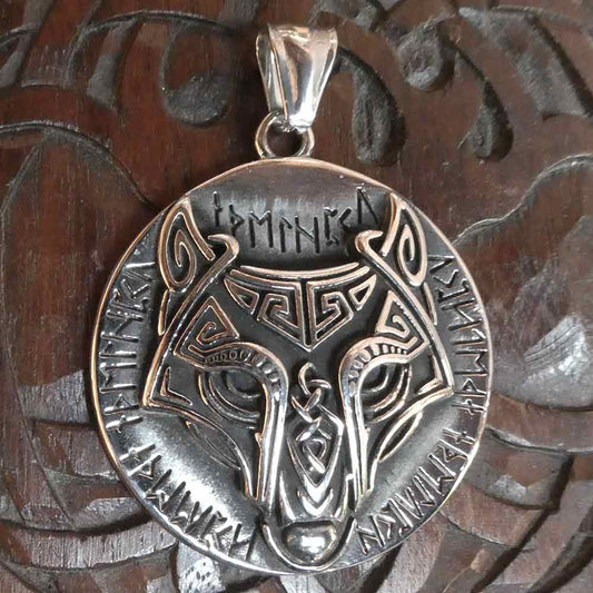 Fenris Wolf Edelstahl Anhänger Ausgefallener Mittelalter Schmuck