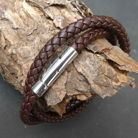Schlichtes Leder Armband Damen und Männer Armschmuck Edelstahl