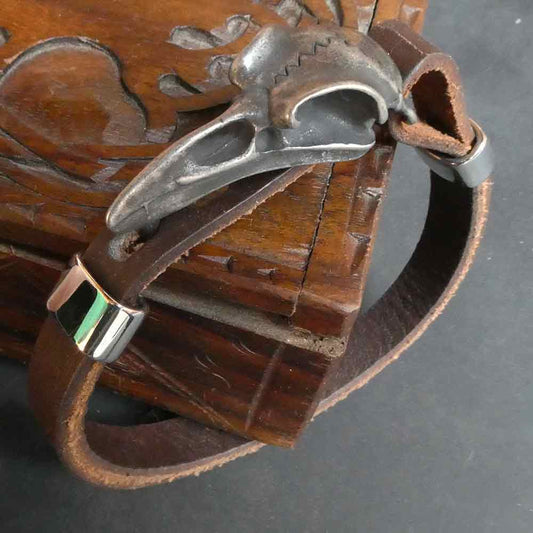 Raben Armband Leder Edelstahl Biker Gothic Armschmuck