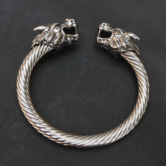 Massiver Wikinger Edelstahl Drachen Armreif