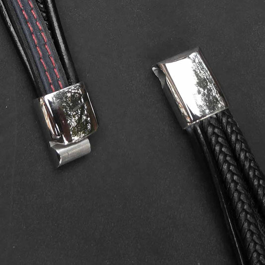 Edelstahl Klickverschluß Lederarmband