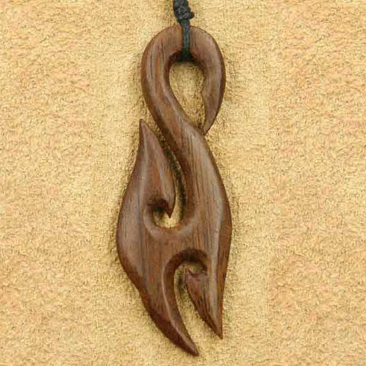 Maori Holzschmuck Anhänger Kette Natur Handarbeit Schmuck