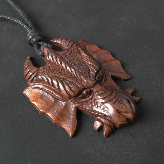 Drache Kette Holz Schmuck Anhänger Fairtrade Handarbeit
