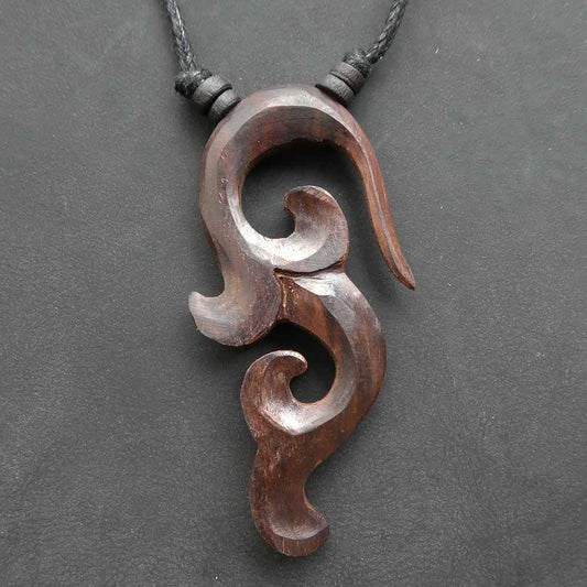 Tribal Holzschmuck Halskette Handarbeit geschnitzter Schmuck