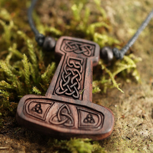 Wikinger schmuck Thorshammer Anhänger Holz