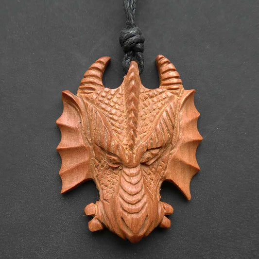Drache Holzschmuck Halskette Handarbeit geschnitzter Schmuck Larp