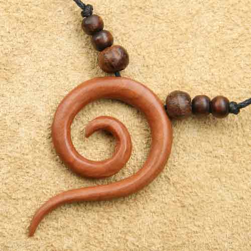 Spiralen Collier rotes Holz Schmuck Anh