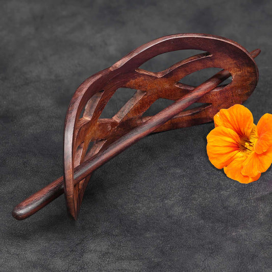 Celtic wooden hair clip for thick hair - wooden clasp