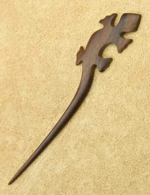 Holz Haarstab Gecko Haarschmuck