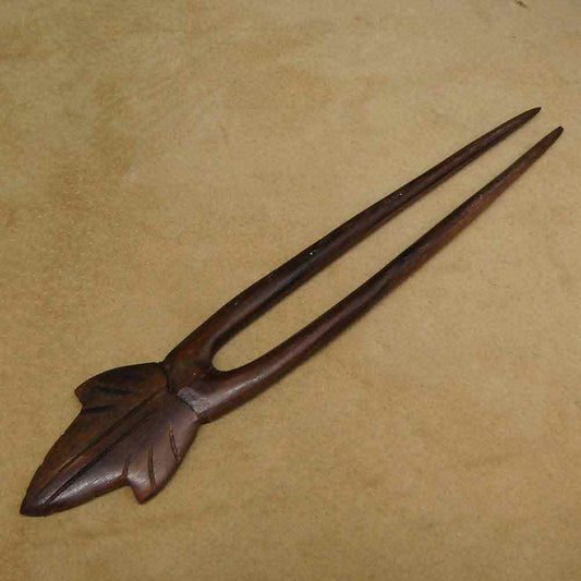 Haarstab Holz Motiv Blatt