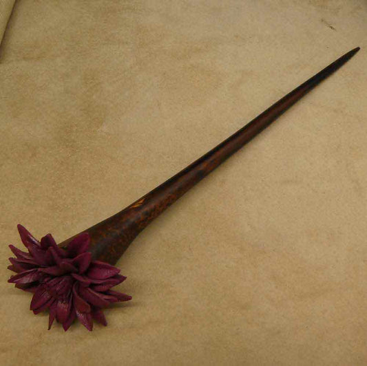 Haarschmuck Blume Leder und Holz
