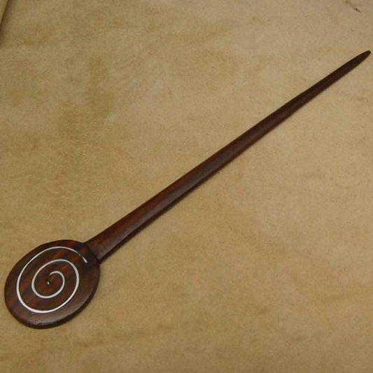 Haarstab Holz Edelstahl mit Spirale