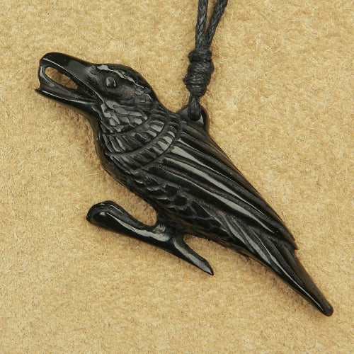 Rabe Schmuck Kette Horn geschnitzt Handarbeit fair gehandelt