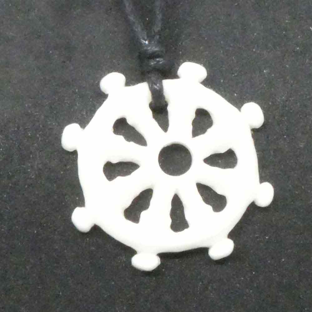 Dharmarad Anhänger geschnitzter Schmuck aus Knochen