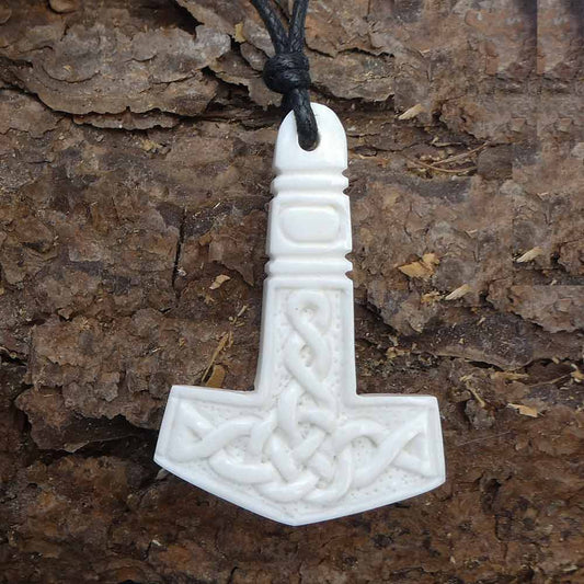 Thorshammer Wikinger Kette Schmuck Knochen Kunst Handwerk Fairtrade