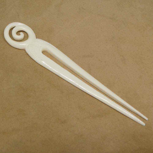 Spiral hair stick carved jewelry made of bone