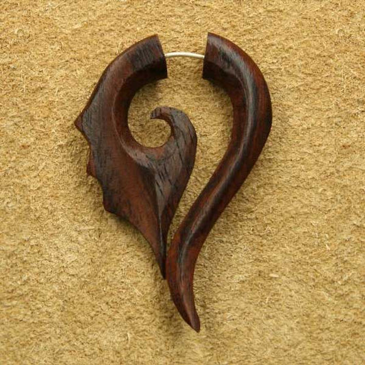 Ohrschmuck Fakepiercing Garuda Ohrring Handarbeit Fairtrade Holzschmuck