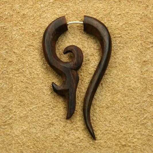 Holz Ohrschmuck Fakepiercing Matau 5 cm lang