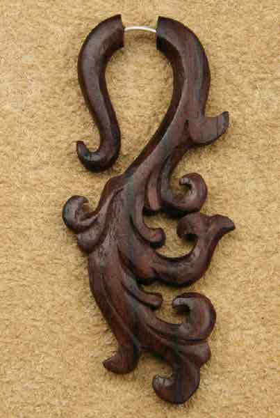 Holz Ohrschmuck Fakepiercing lang Holzohrring