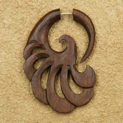 Holzohrring Fake Piercing ausgefallen