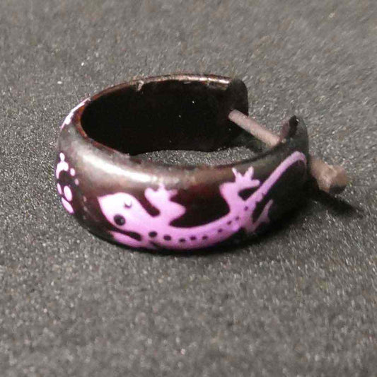 Creole Gecko wood colorfully painted earrings earring