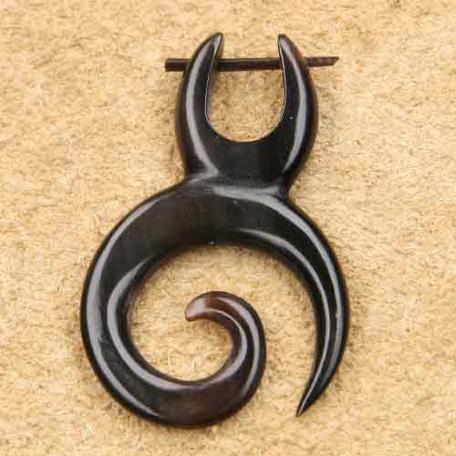 Horn Ohrring geschnitzt Spirale ohrschmuck Handarbeit