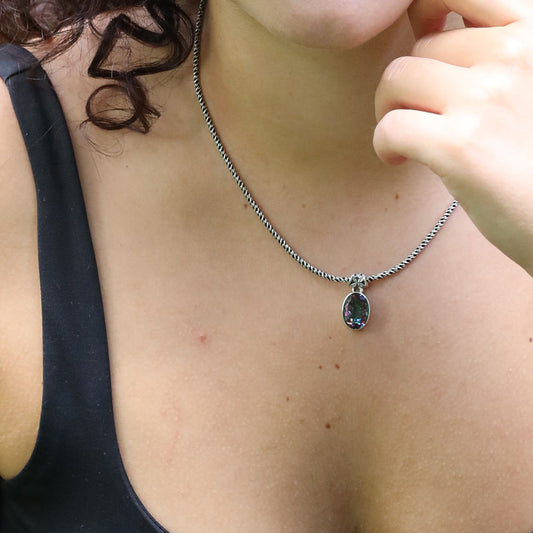 Silber Kettenanhänger Edelstein Magic Quarz 925