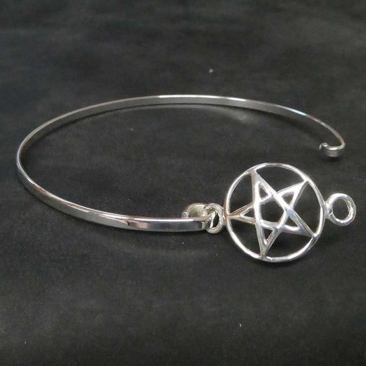 Feine Damen Armspange mit Pentagramm aus Sterlingsilber zarter Armschmuck