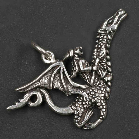 Hexe auf DrachenCernunnos Schmuck Silber Anhänger