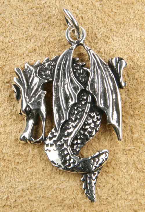 Drachen Anhänger Silber Larp