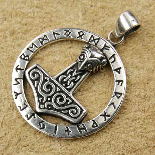Thor Hammer Runen 925 Silber Schmuck Anhänger