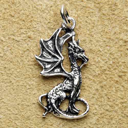 Drachen Schmuck Silber Anhänger
