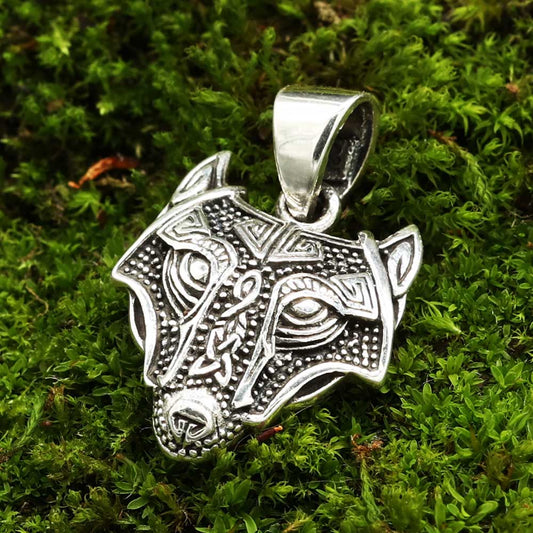 Fenris Wolf Anhänger Silber Wikinger Kettenanhänger Sterlingsilber