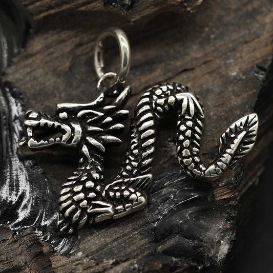Anhänger Drache Silber Larp Schmuck kleiner Kettenanhänger 925 Silber