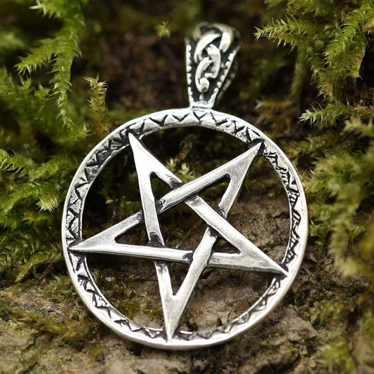 Umgedrehtes Pentagramm Anhänger Silber 925 drudenfuß Schmuck hexen