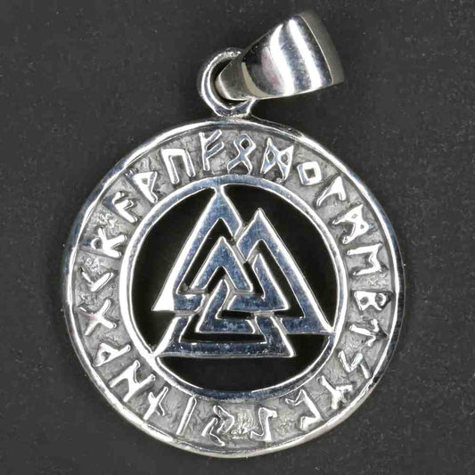 Wotans Knoten mit Runen Schmuck Kette 925 Silber