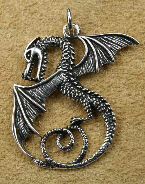 Drache mystisch Silber Anhänger Schmuck