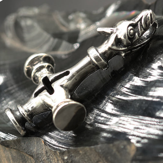 massives großes Wolfskreuz Sterlingsilber Schmuckanhänger 925 Silber