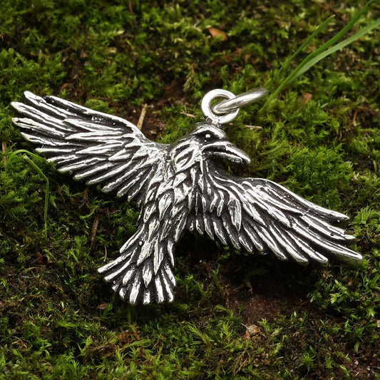 Rabe Anhänger massiv Silber Schmuckanhänger 925 Sterlingsilber