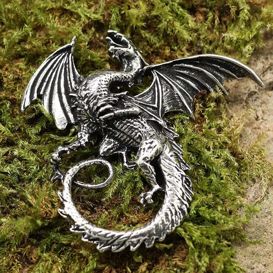 Drachen Anhänger 925 Silber Schmuck sehr großer Schmuckanhänger