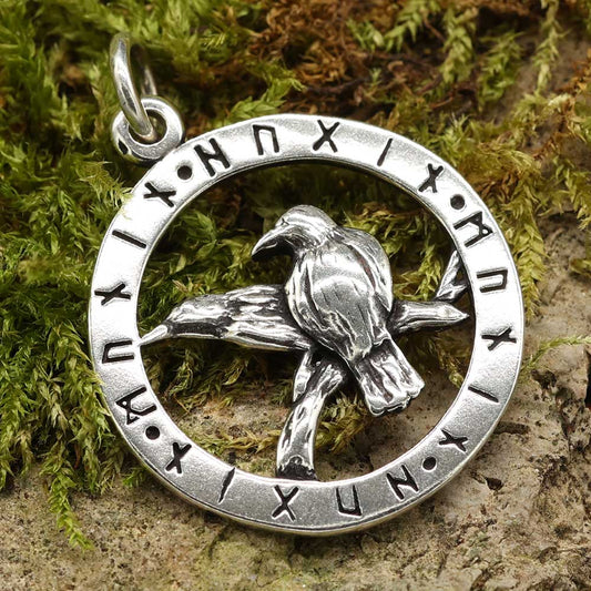 Silberanhänger Odins Raben Kette