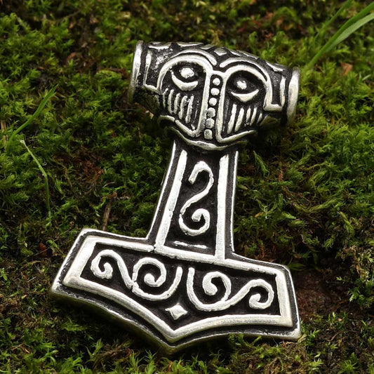 Thors Hammer Silber Anhänger groß massives Sterlingsilber