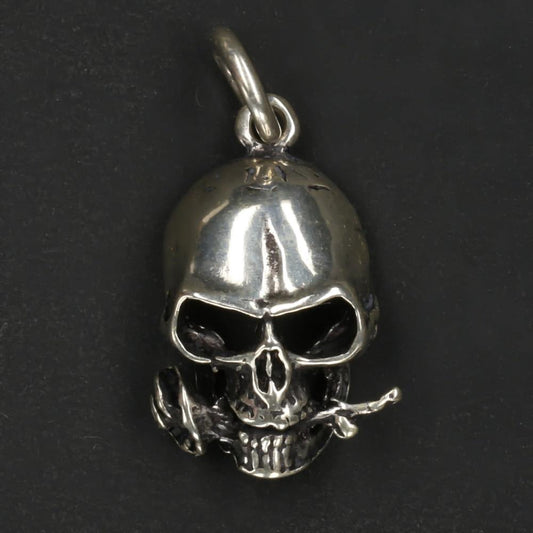Totenkopf Massiv 925er Silber Anhänger Gothic Rose Schmuck