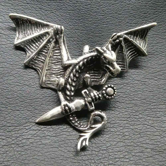Drachen Schmuck Anhänger Drache mir Schwert