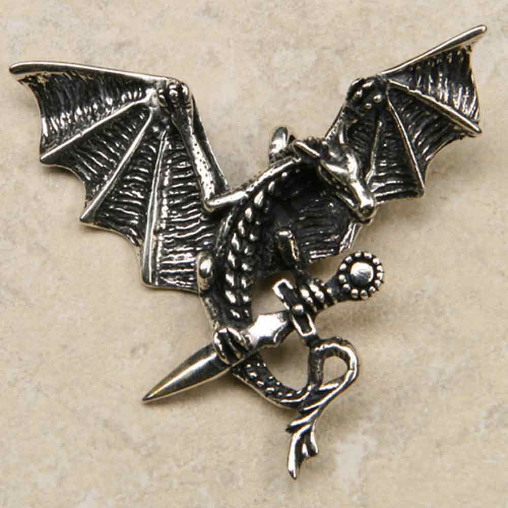Drachen Anhänger Schwert Silber Schmuck