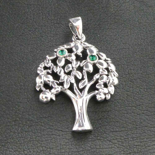 Lebensbaum Kette Schmuck Zirkonia grün