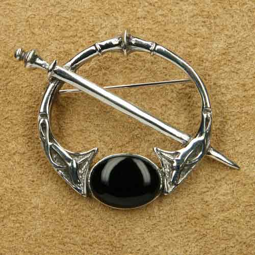 Brosche Fibel Onyx Silberschmuck