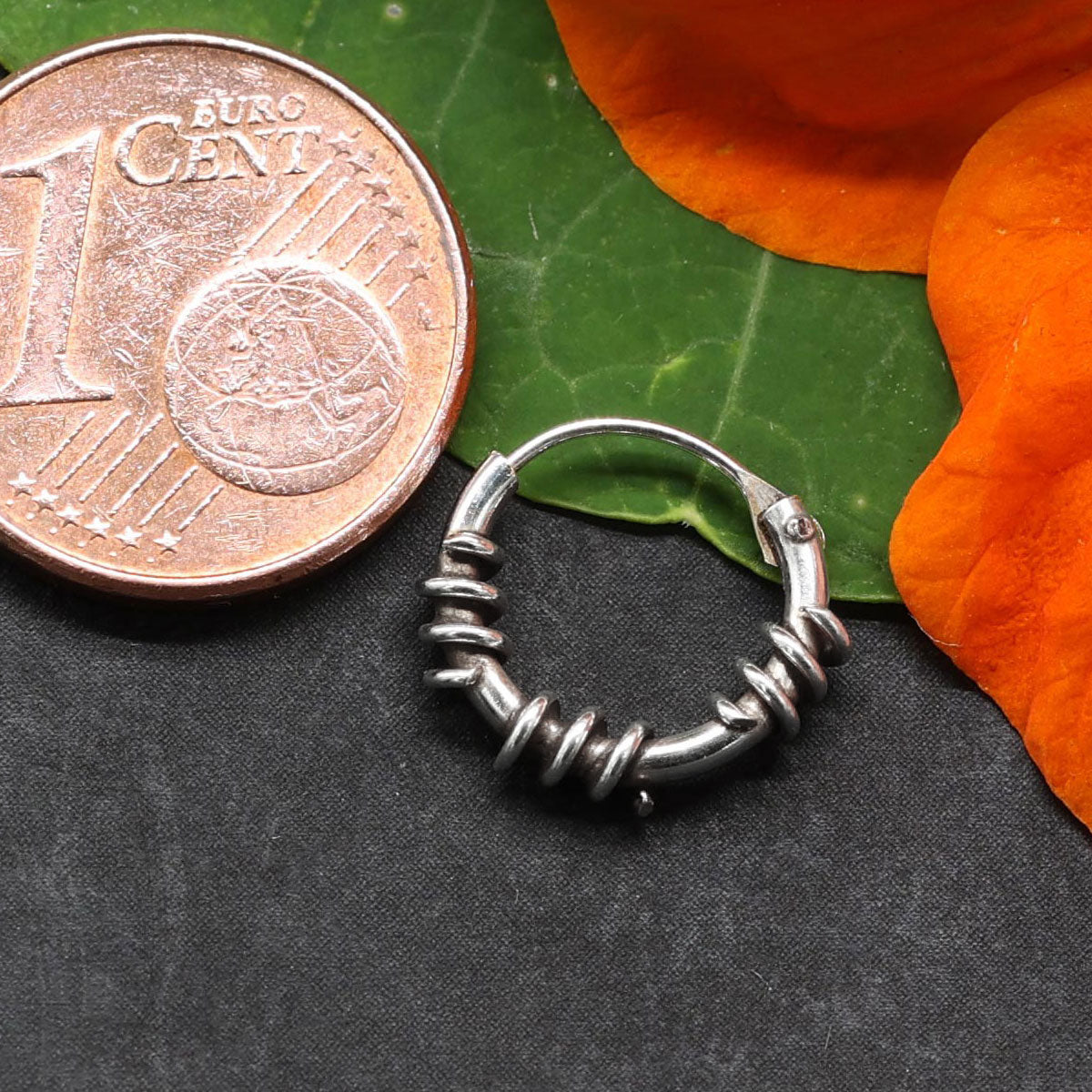 mini Creole Silber Spirale verziert 10 mm