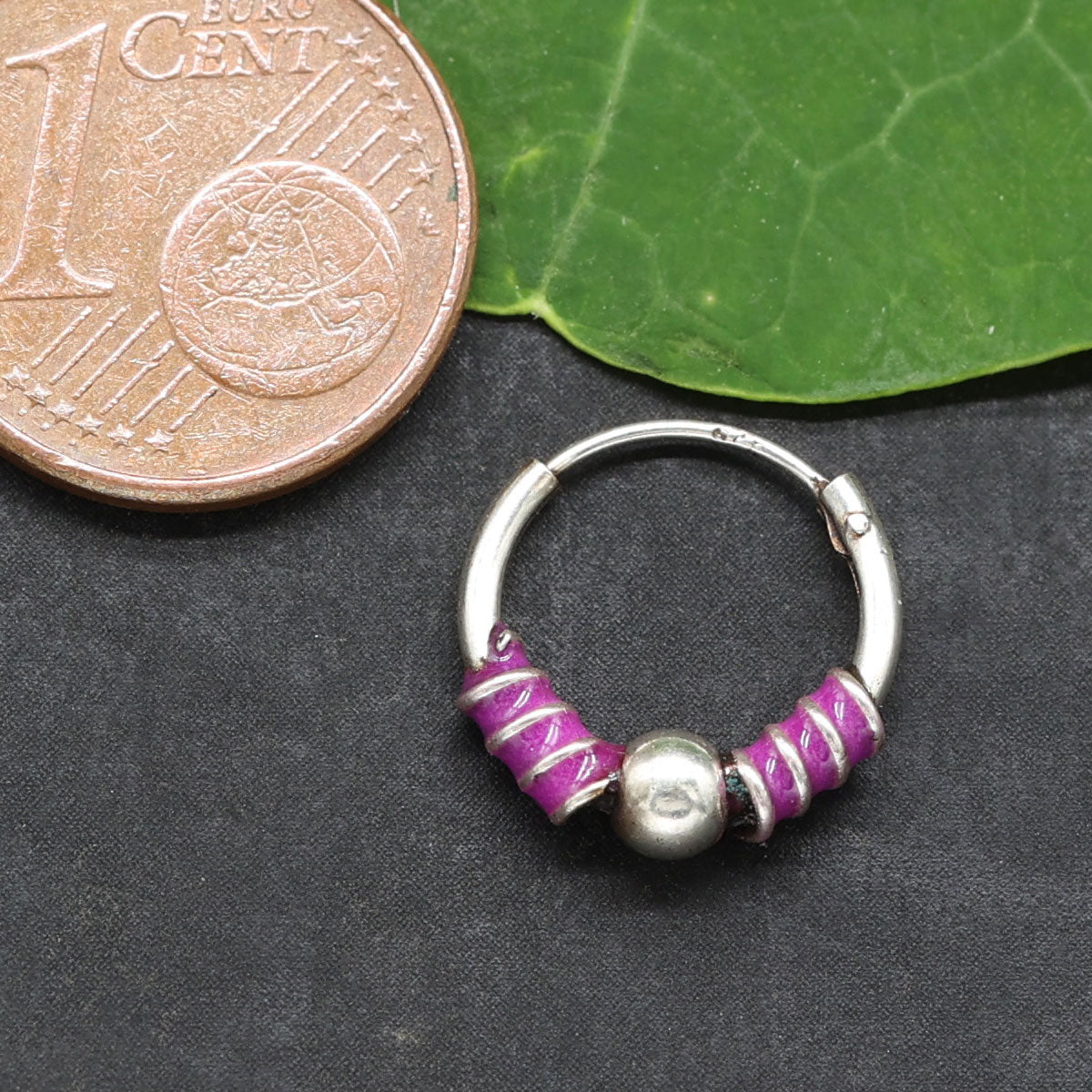 Creole 12mm violett Silber 925 Ohrschmuck